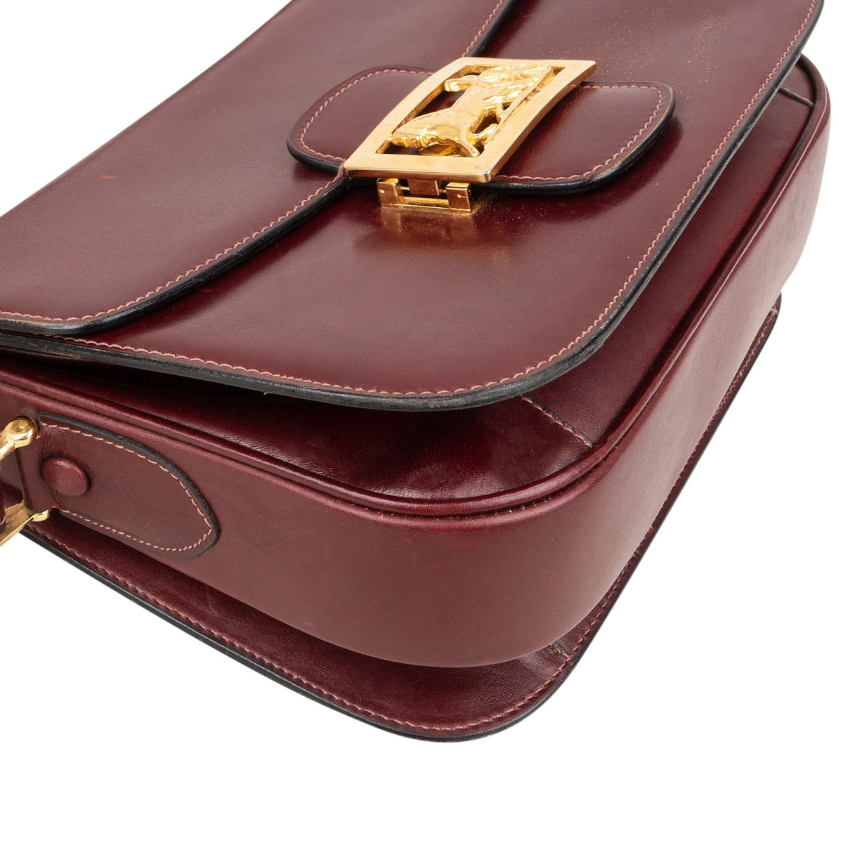 Sac à épaule Celine Bordeaux Bocalf Flap Triomphe