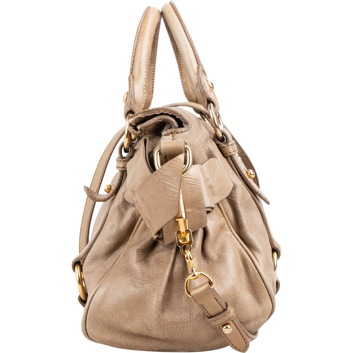 Miu Miu Vitello Lux Leder Bow Small Satchel Handtasche, Bild 5 von 11