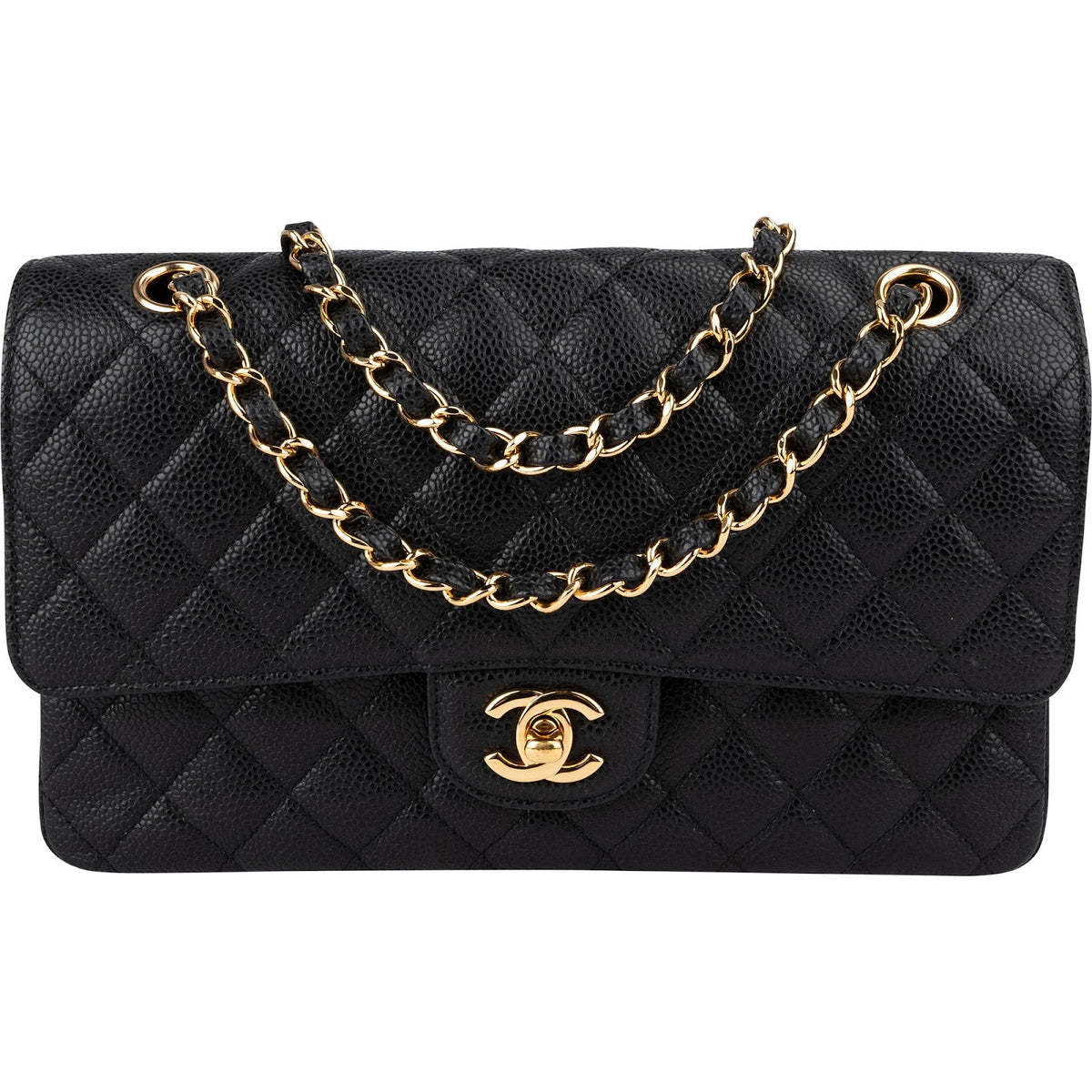 Chanel gewatteerde Caviar leren medium Double Flap crossbodytas