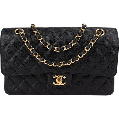 Chanel Quilted Caviar Leather Medium Double Flap Crossbody Bag