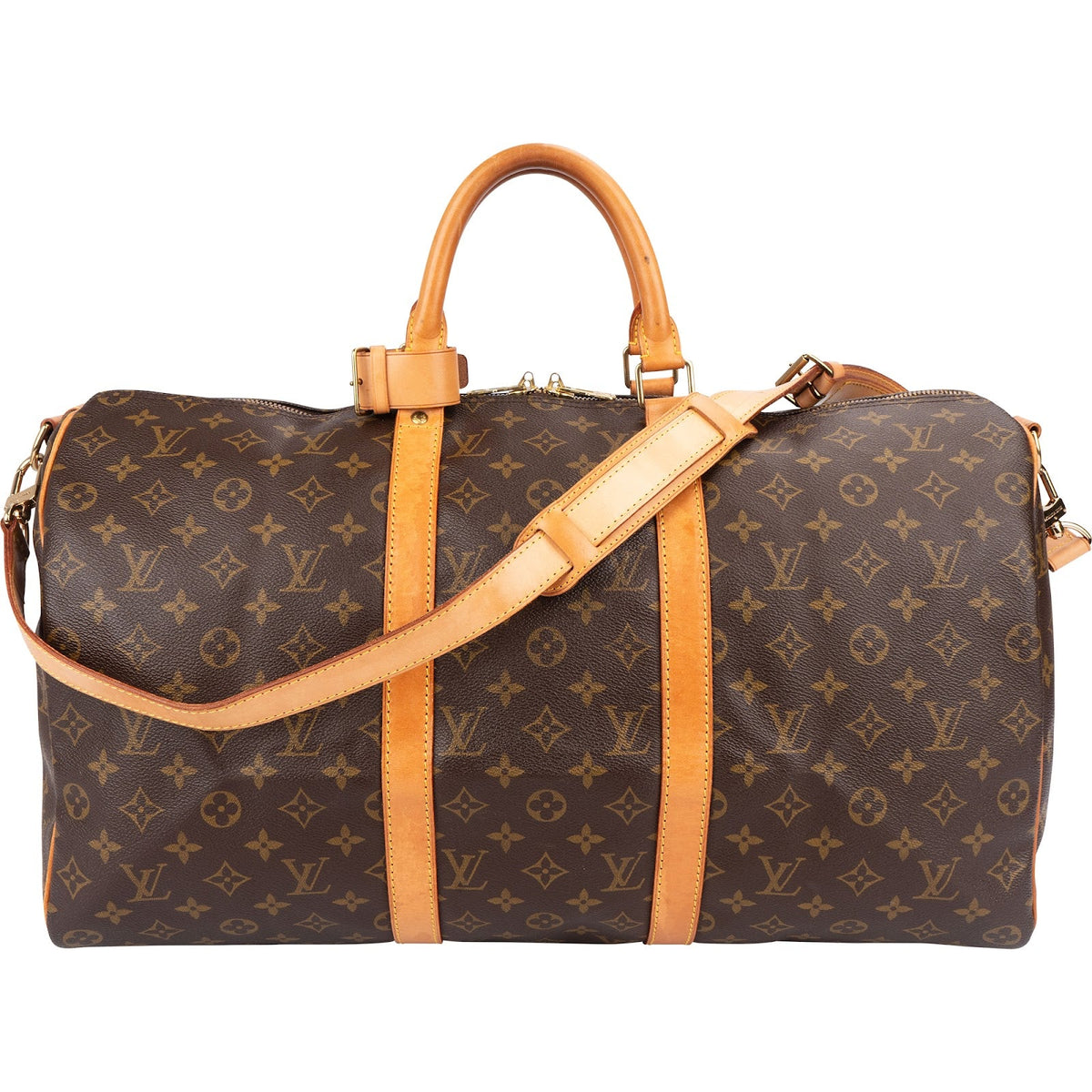 Borsa da viaggio Louis Vuitton Keepall 50 Bandoulière in tela Monogram