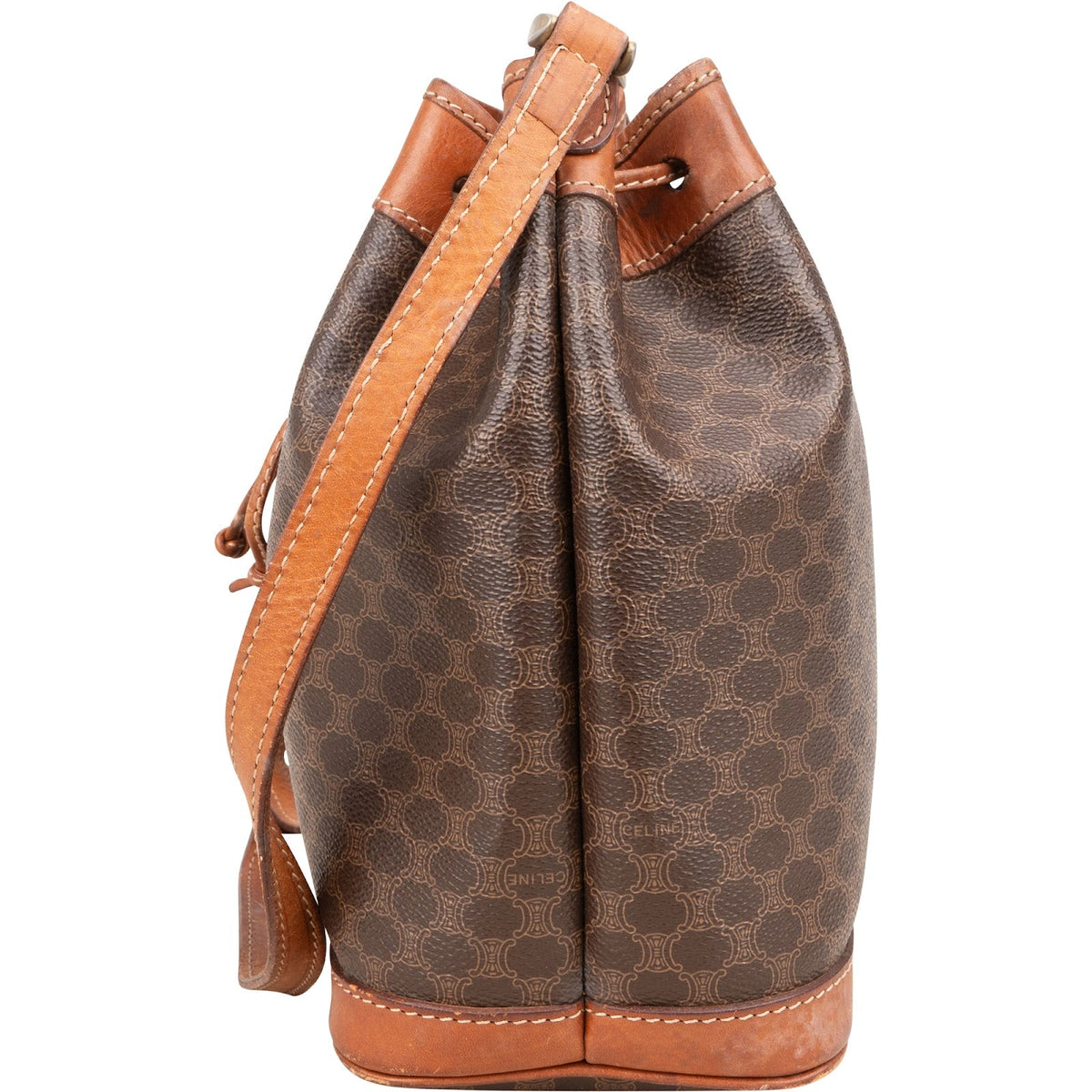 Celine Macadam Monogram Drawstring Bucket Crossbody Tas