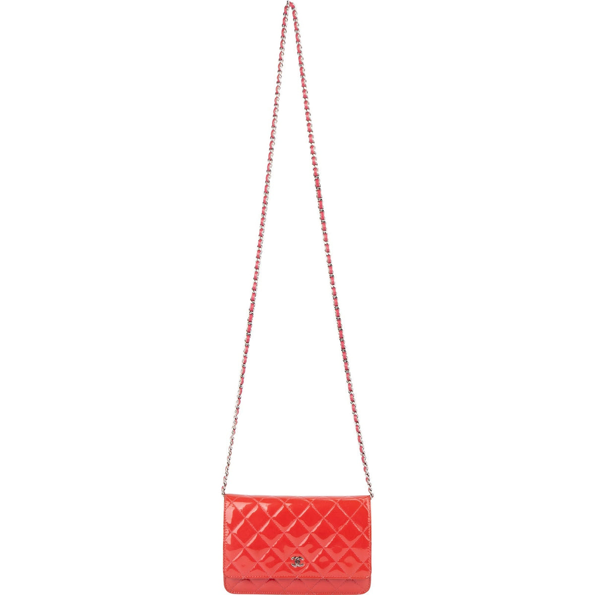 Chanel gewatteerde lakleren Wallet on Chain crossbodytas