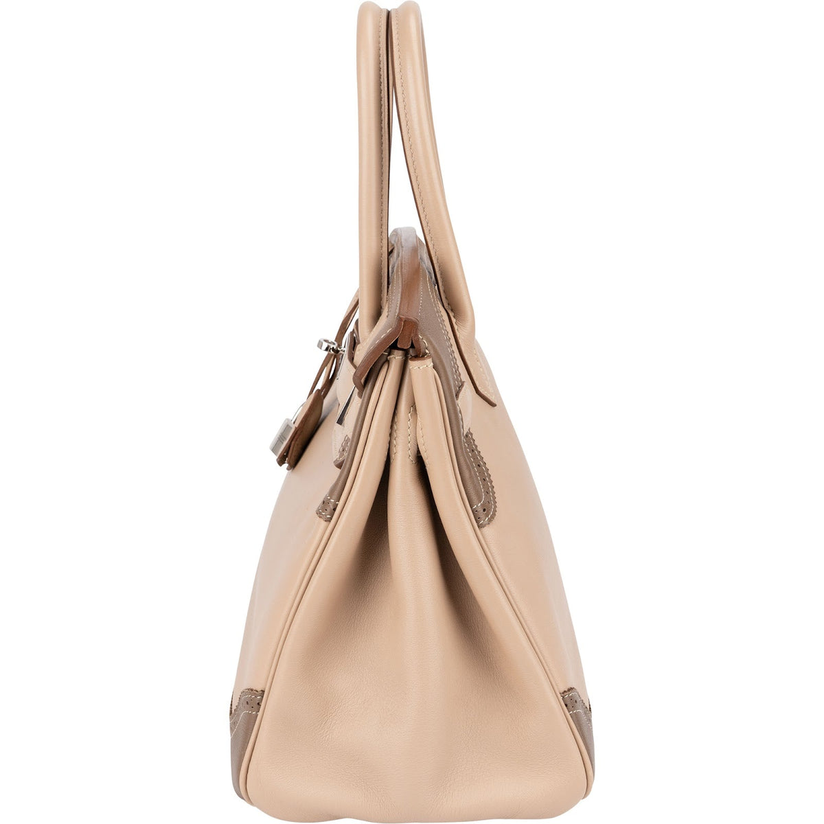 Hermès Swift Birkin 30 handtas in Blanc & Gris Perle met palladium hardware