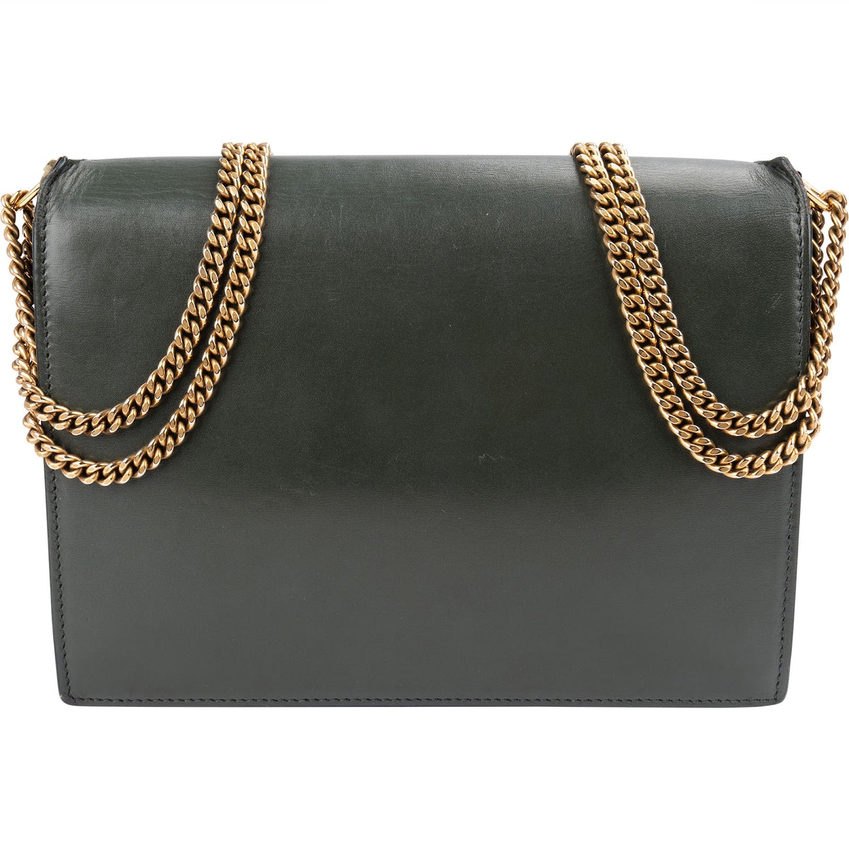 Saint Laurent Green Leather Envelope Medium Crossbody Bag