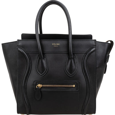 Céline Black Leather Luggage Handbag