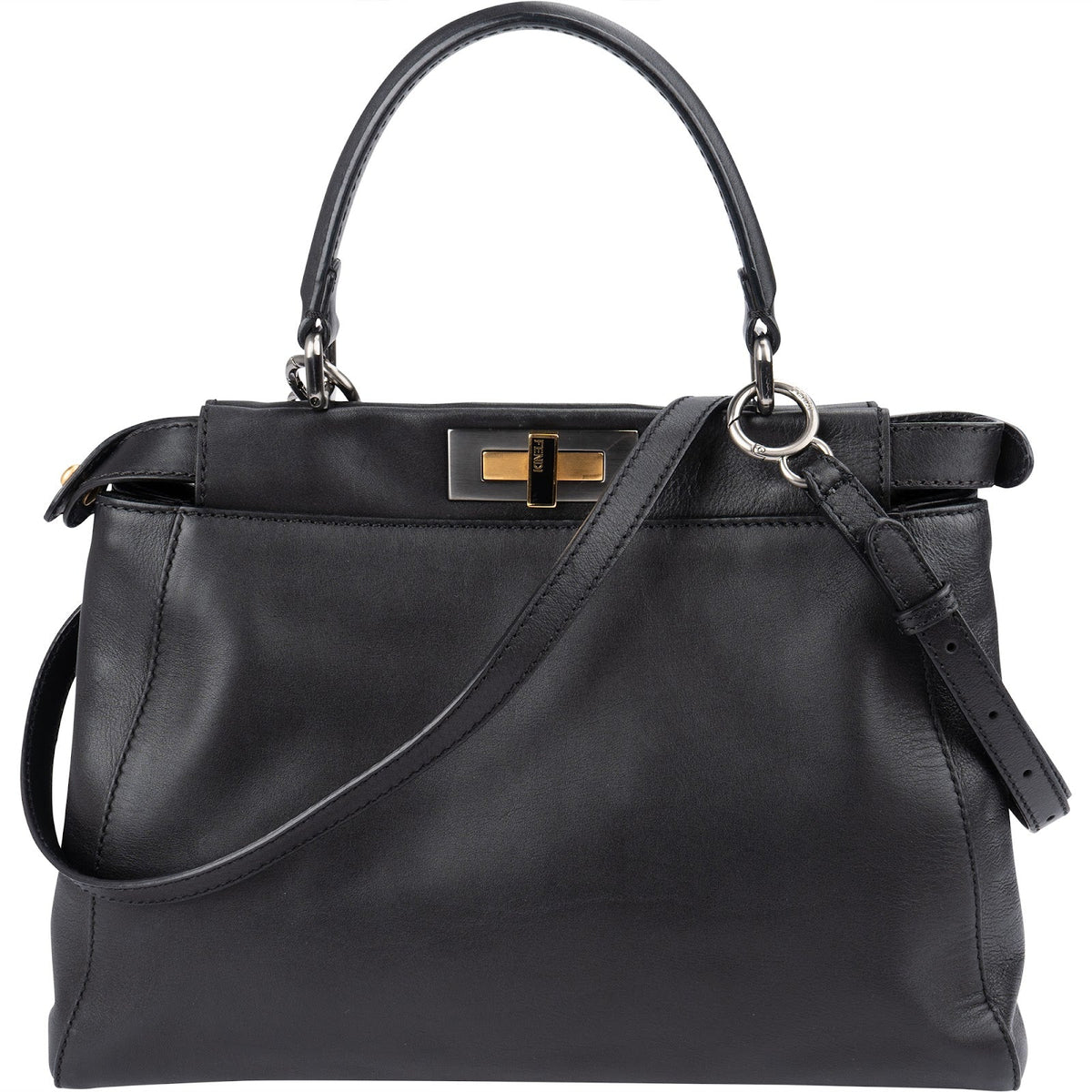Fendi Black Leather Peekaboo Regular Handbag