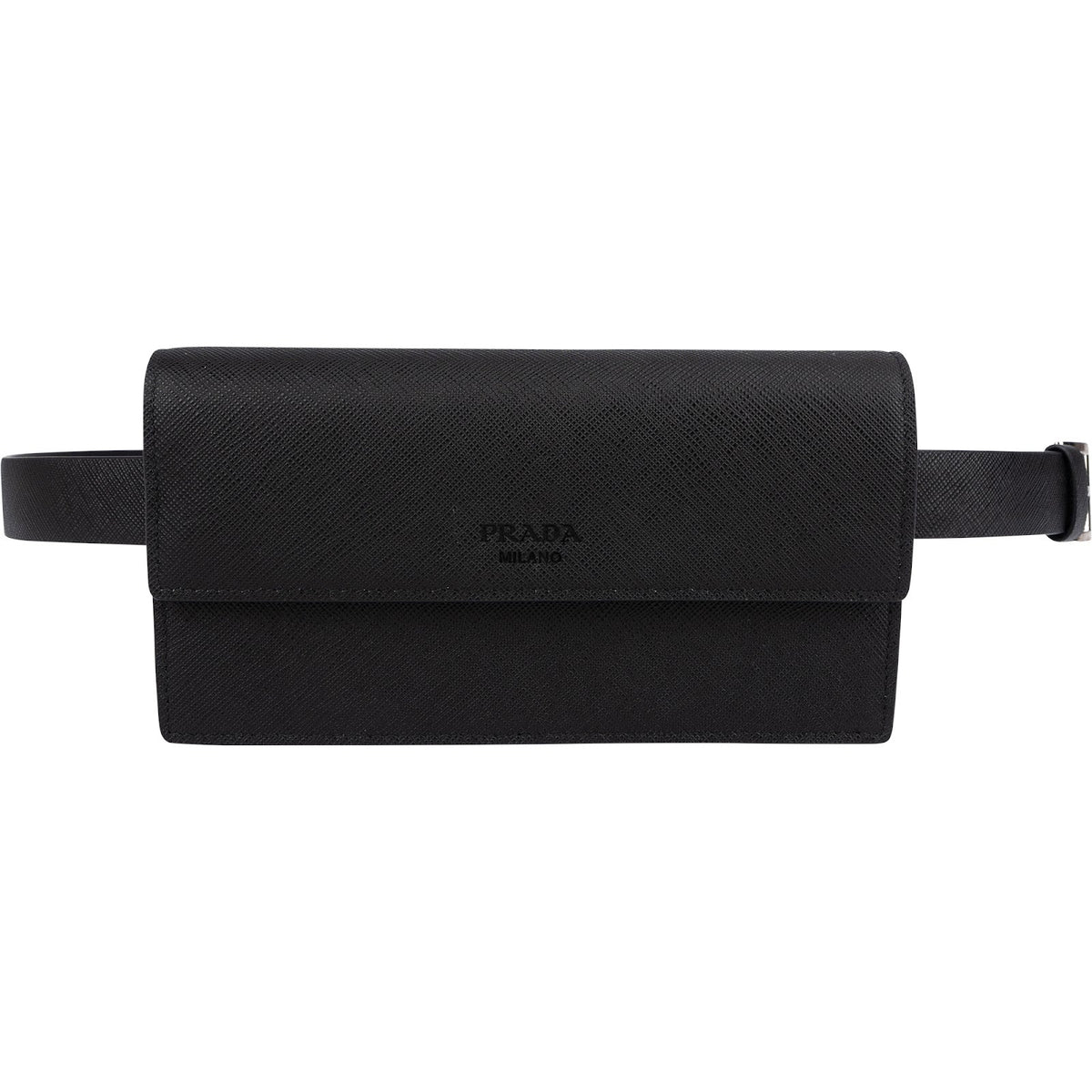 Prada Belt Bag aus schwarzem Saffiano-Leder – Vorderansicht