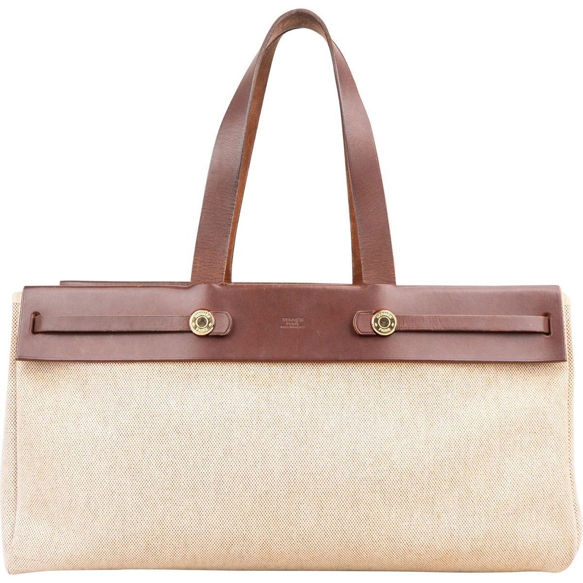Borsa a spalla Hermès Cabas GM in tela e pelle