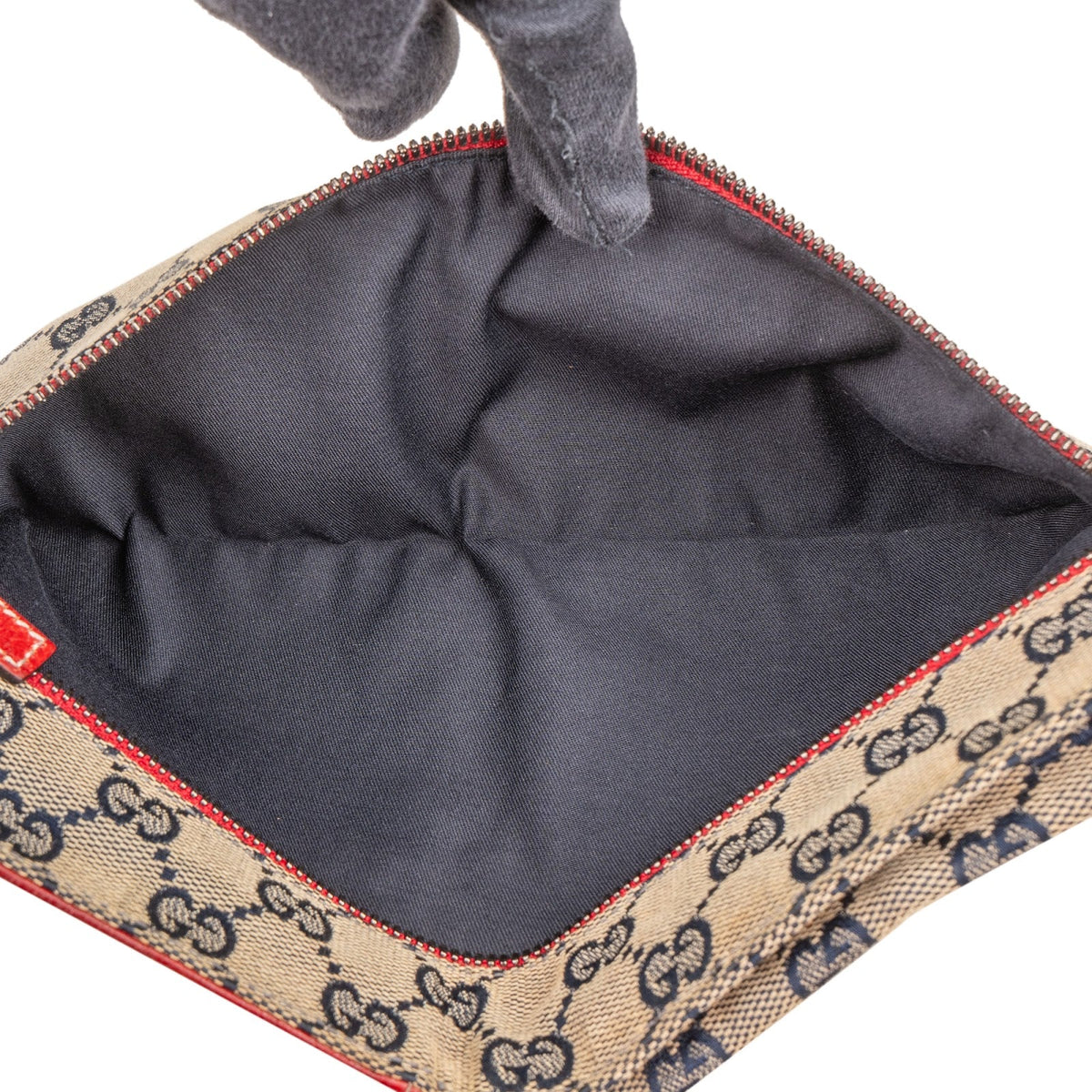 Gucci genarbtes Leder GG Canvas Web Stripe Gürteltasche, Bild 6 von 8