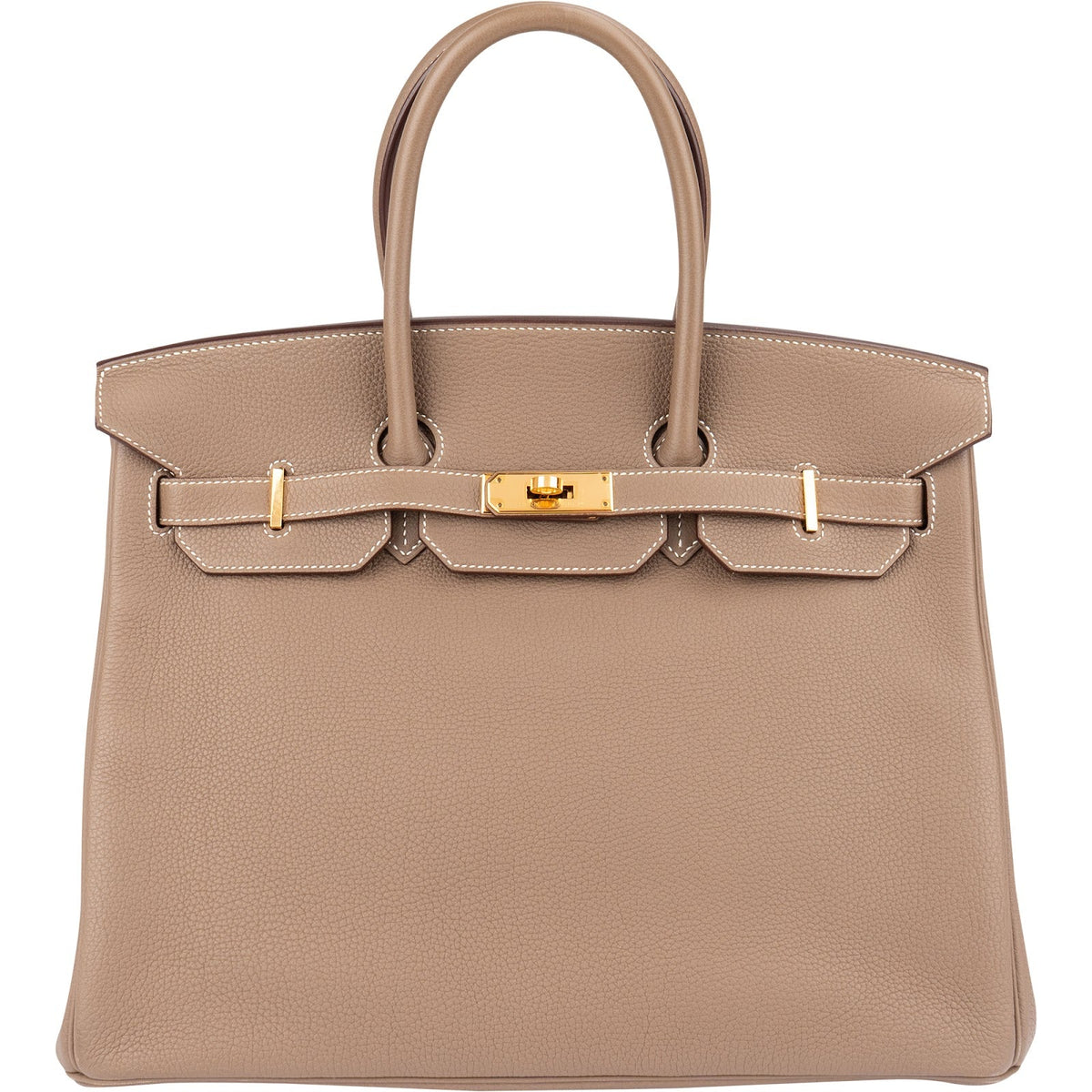 Hermès Taupe Togo Birkin 35 aus Togo-Leder – Vorderansicht