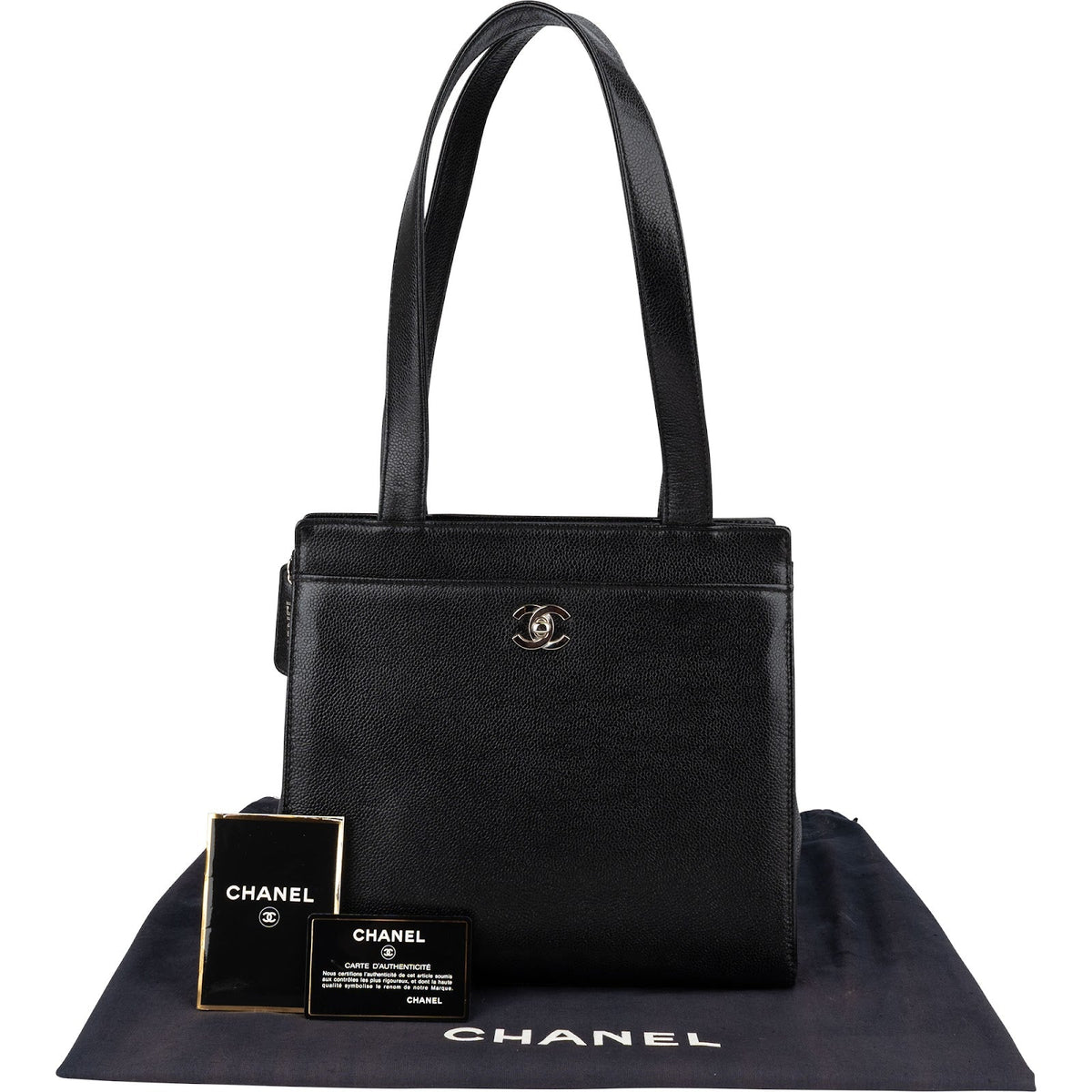 Bolso de hombro Chanel Tote Coco Mark de piel caviar