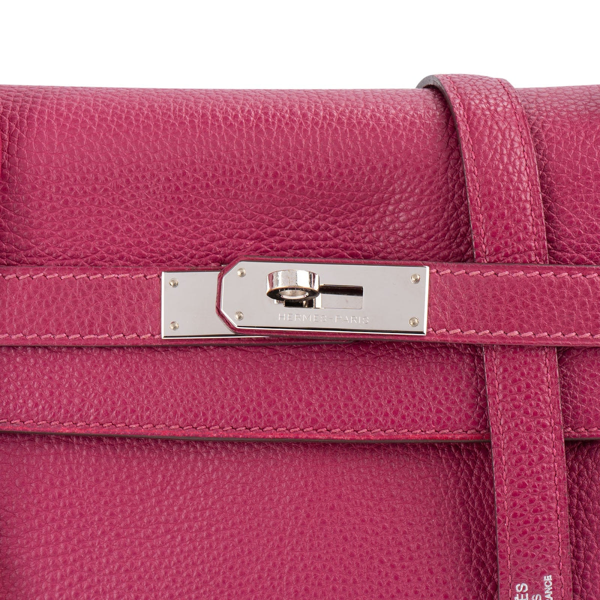 Bolso de mano Hermès Kelly 32 en piel Clemence Tosca con herrajes de paladio