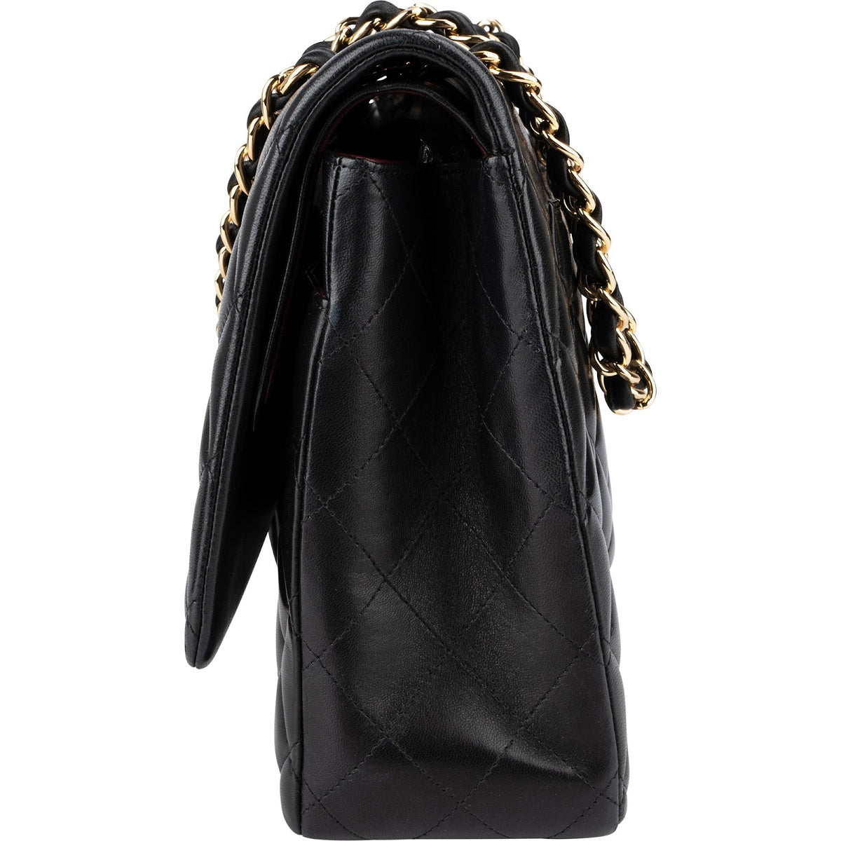 Borsa a tracolla Chanel Maxi Double Flap in pelle di agnello trapuntata con dettagli oro