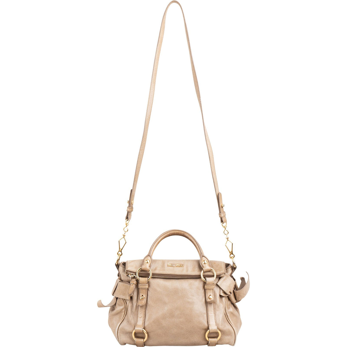 Miu Miu Vitello Lux Leder Bow Small Satchel Handtasche, Bild 8 von 11