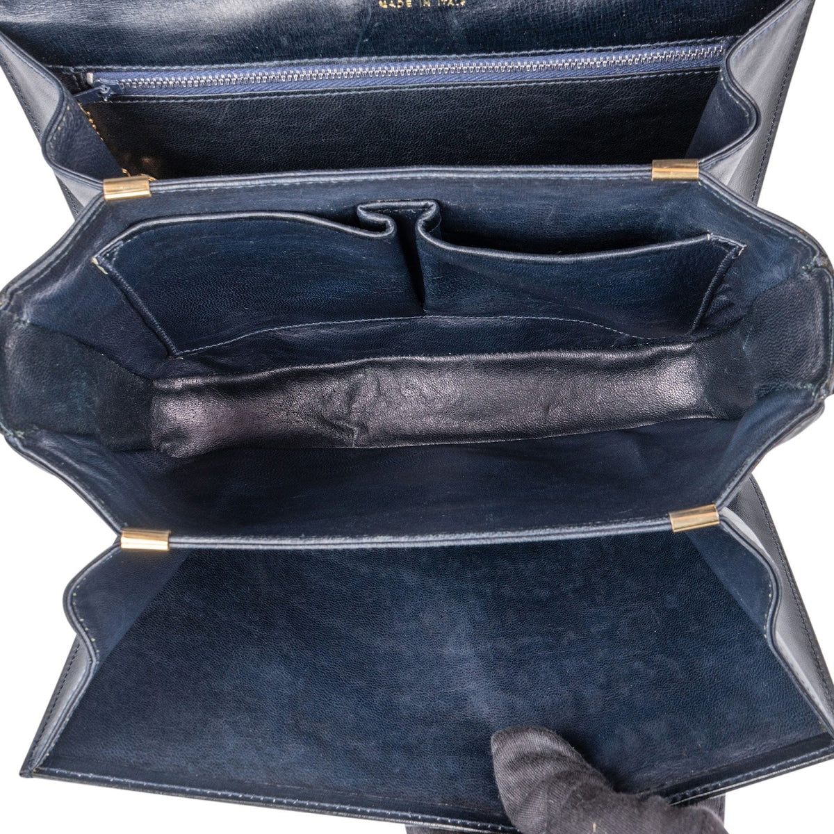 Celine Blau Boxcalf Carriage Triomphe Schultertasche, Bild 10 von 10