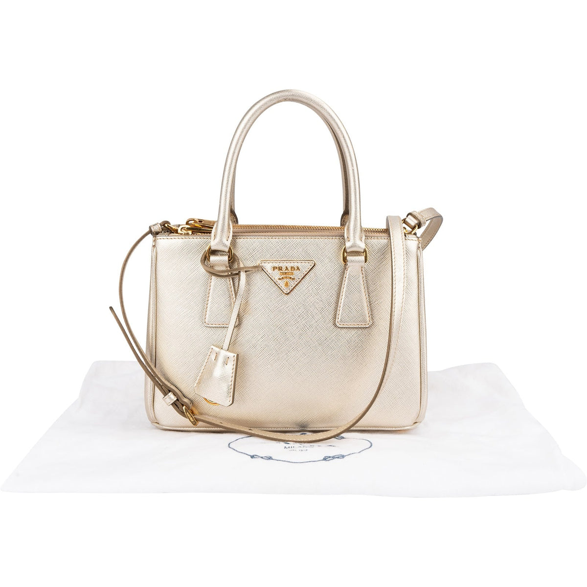 Borsa a mano piccola Galleria in pelle Saffiano metallizzata Prada