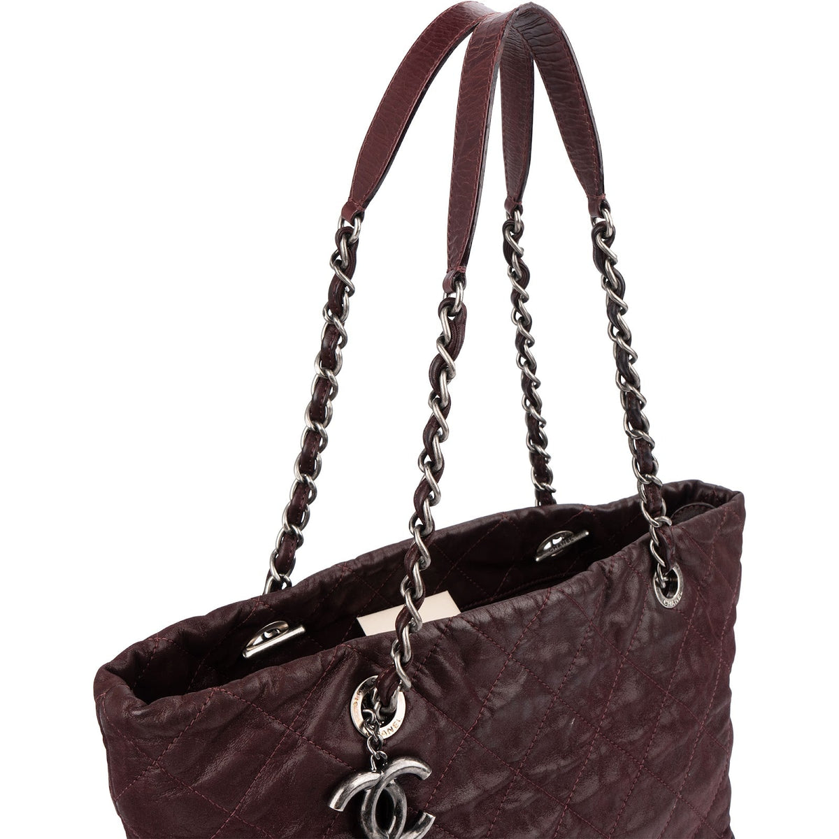 Sac à bandoulière Chanel Gabrielle en cuir de veau matelassé irisé bordeaux