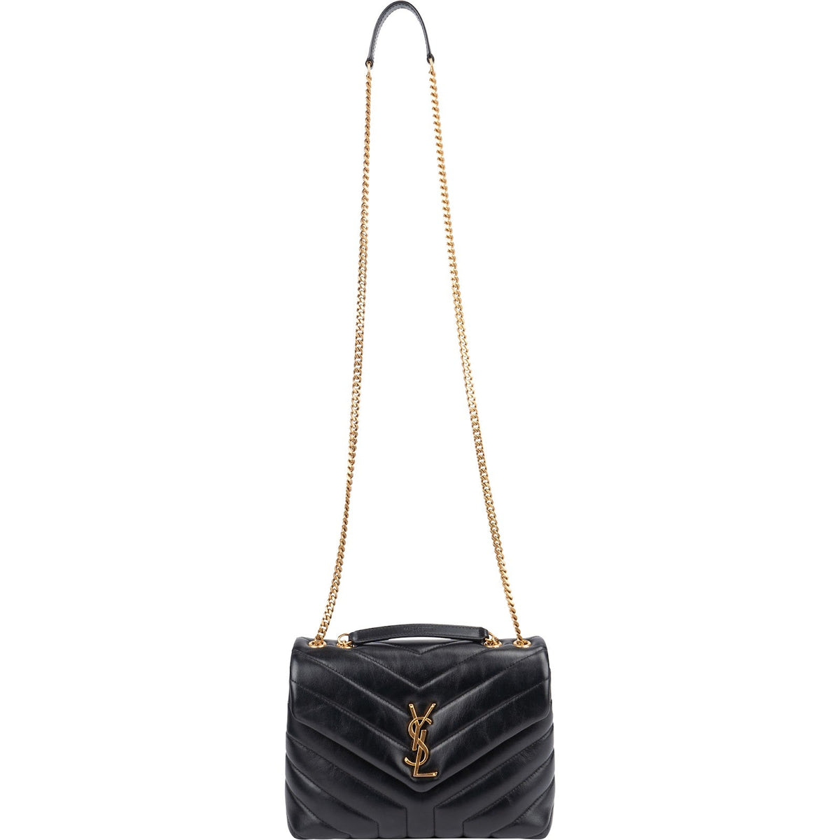 Saint Laurent Small Loulou aus gestepptem Kalbsleder – Ansicht 9