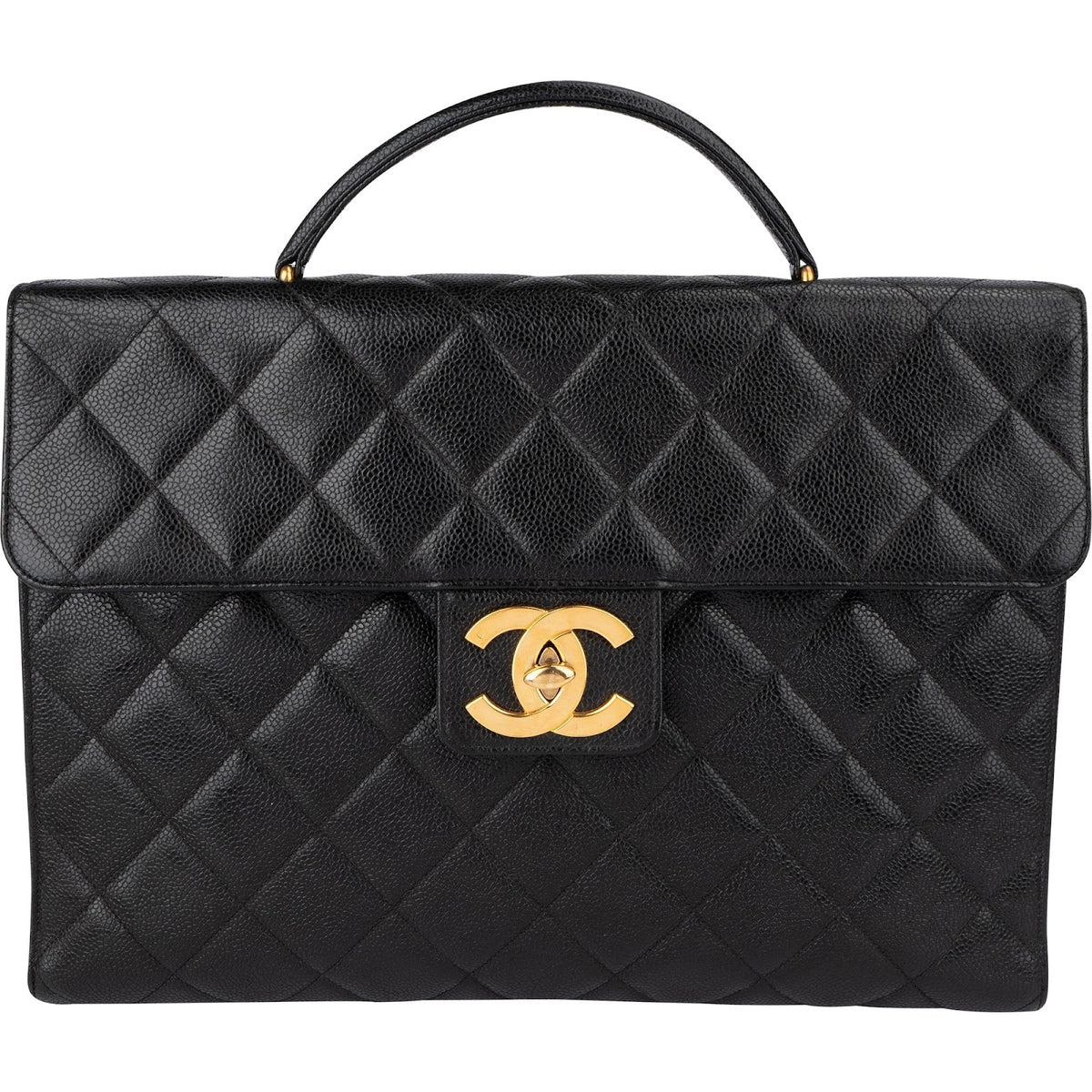Chanel 24K Top Handle Briefcase aus Caviar-Leder – Vorderansicht