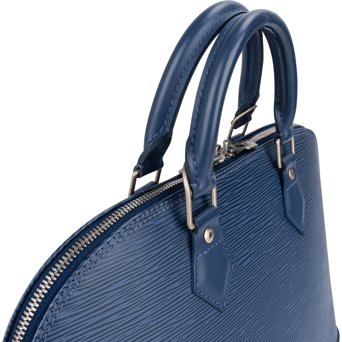 Bolso de mano Louis Vuitton Alma PM en piel Epi azul