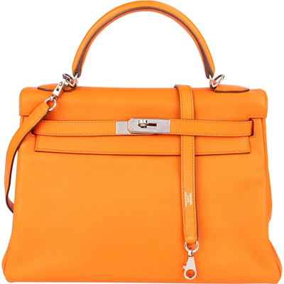Hermès Orange Swift Leather Kelly 32 Handbag