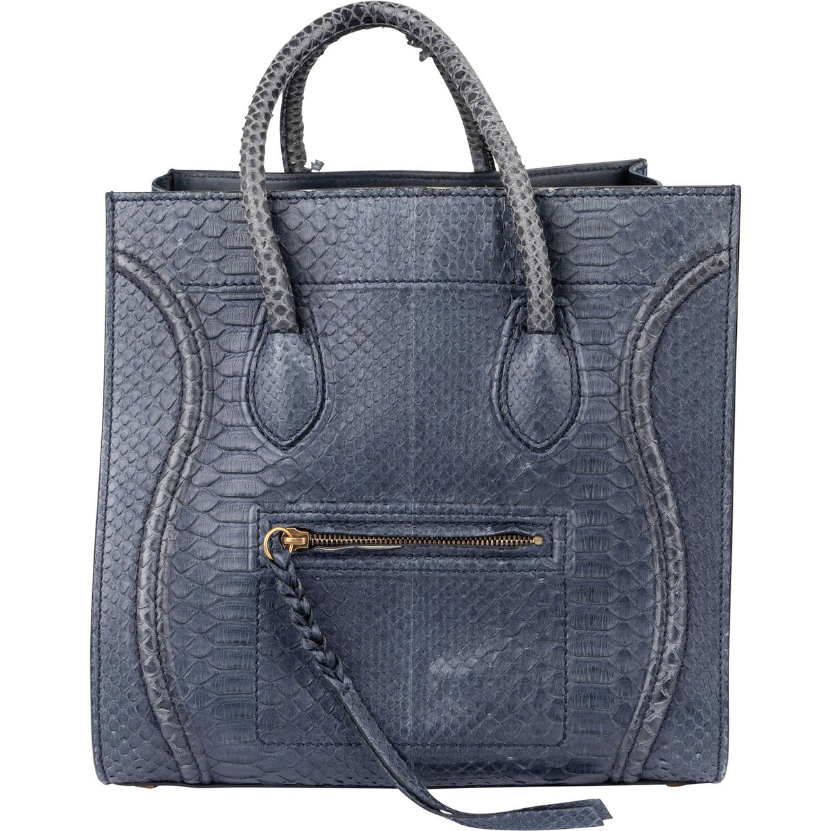 Celine Phantom aus blauem Pythonleder – Detailansicht 1