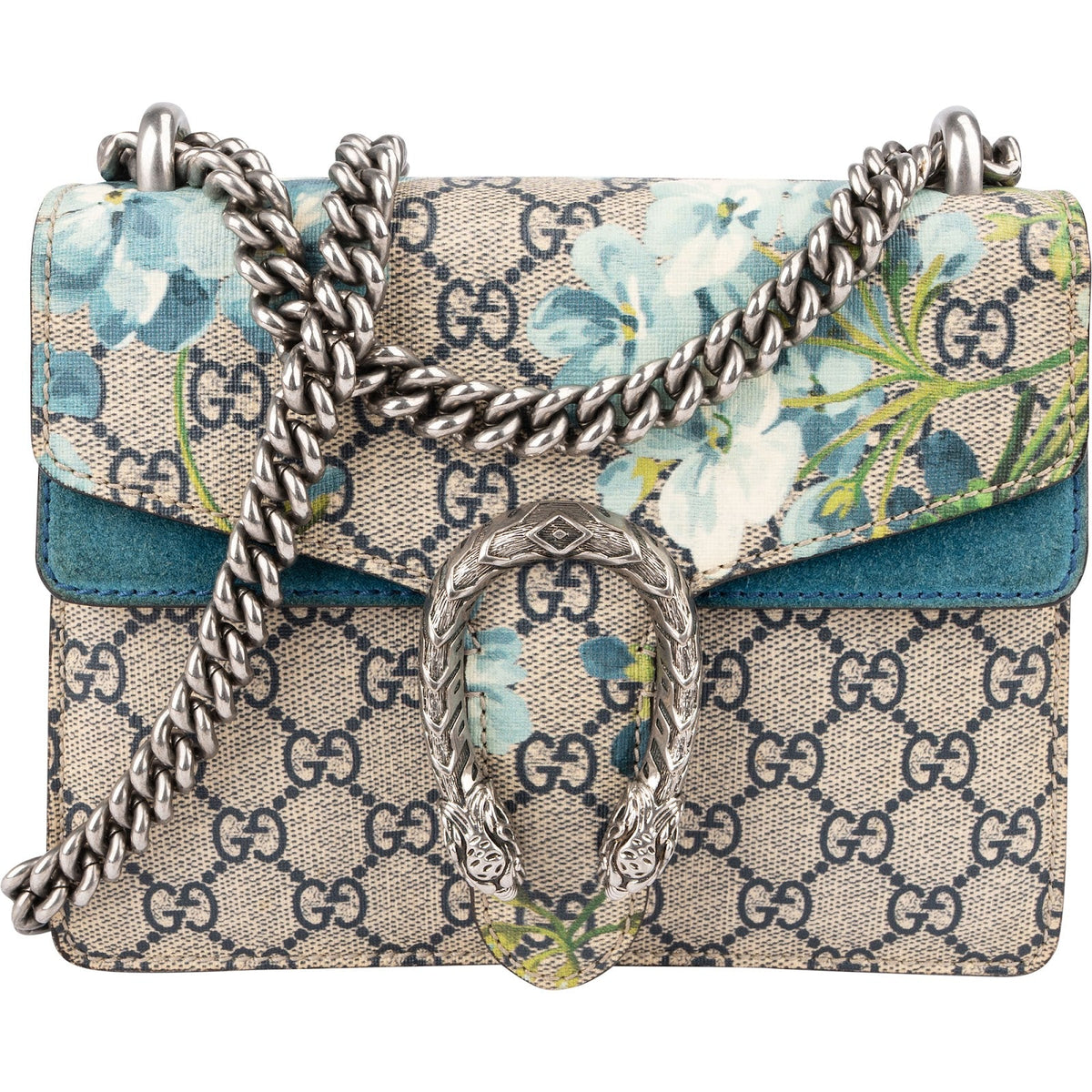 Gucci GG Supreme Blooms Dionysus Mini aus Canvas und Wildleder – Vorderansicht