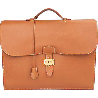 Hermès Brown Courchevel Leather Sac A Depeches Business Handbag