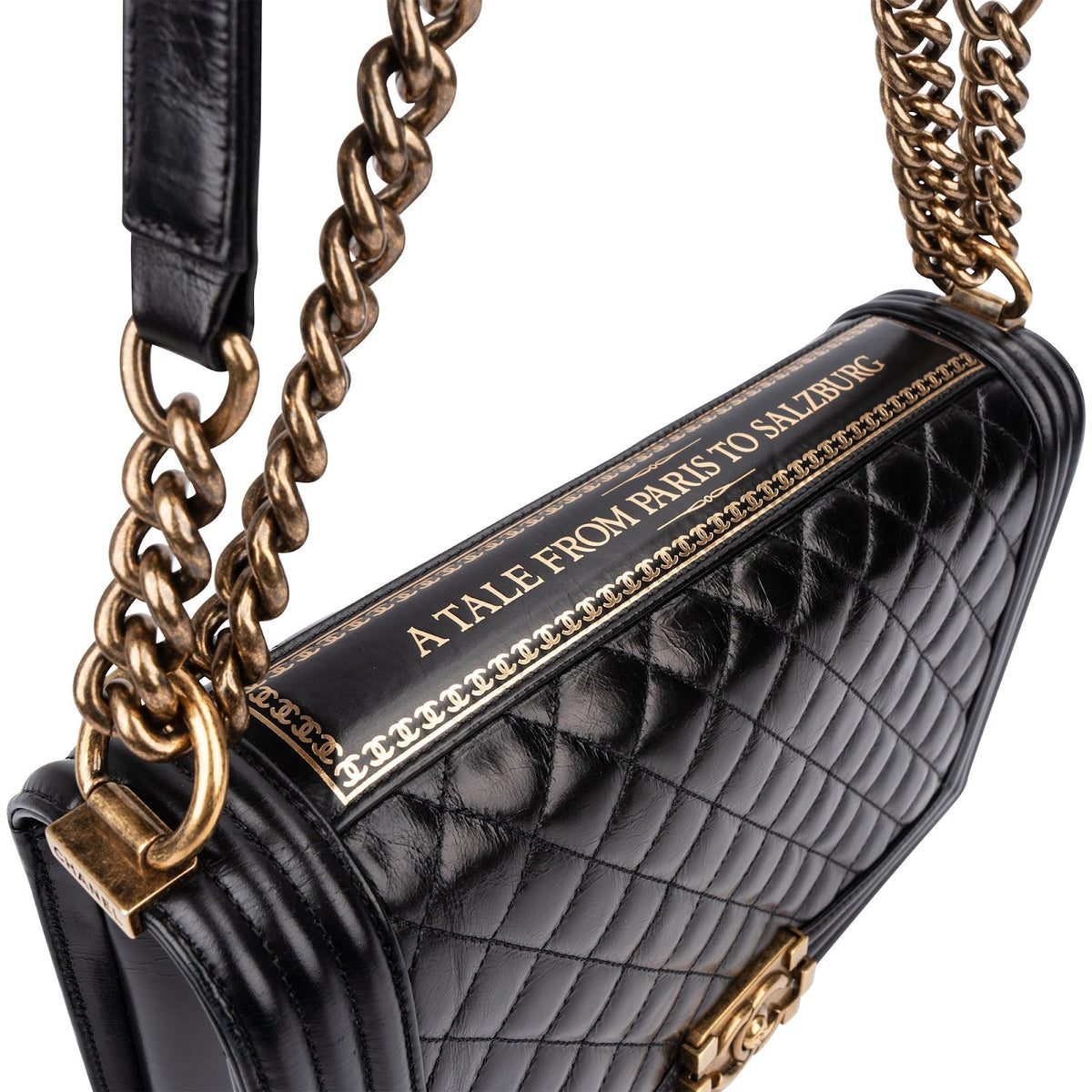 Chanel Large Boy Bag Paris-Salzburg aus Kalbsleder in Knitteroptik – Ansicht 10