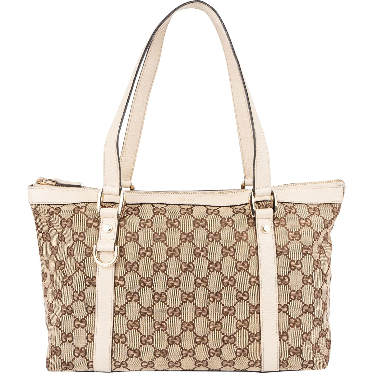 Gucci Monogram GG Canvas Abbey D-Ring Tote aus Canvas und Leder – Vorderansicht