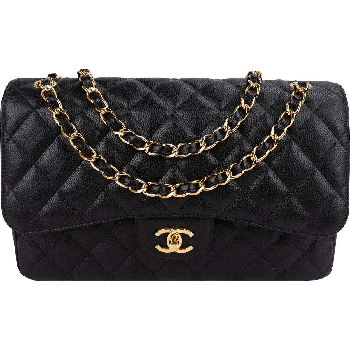 Chanel Jumbo Double Flap aus Caviar-Leder – Vorderansicht