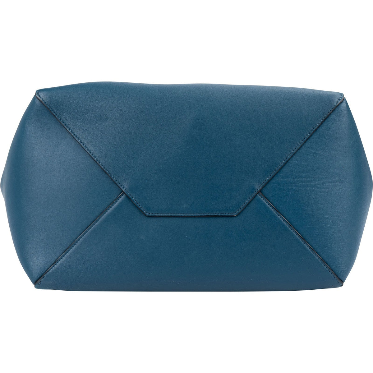 Borsa a spalla Céline Cabas Phantom in pelle blu con coulisse e nappa