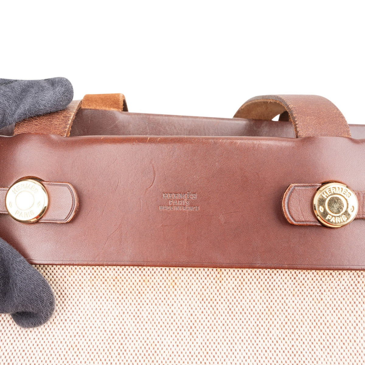 Borsa a spalla Hermès Cabas GM in tela e pelle