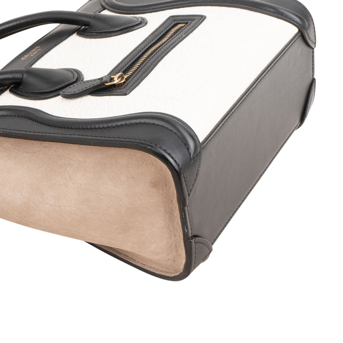 Céline Nano Luggage-handtas in driekleurig generfd suède en leer