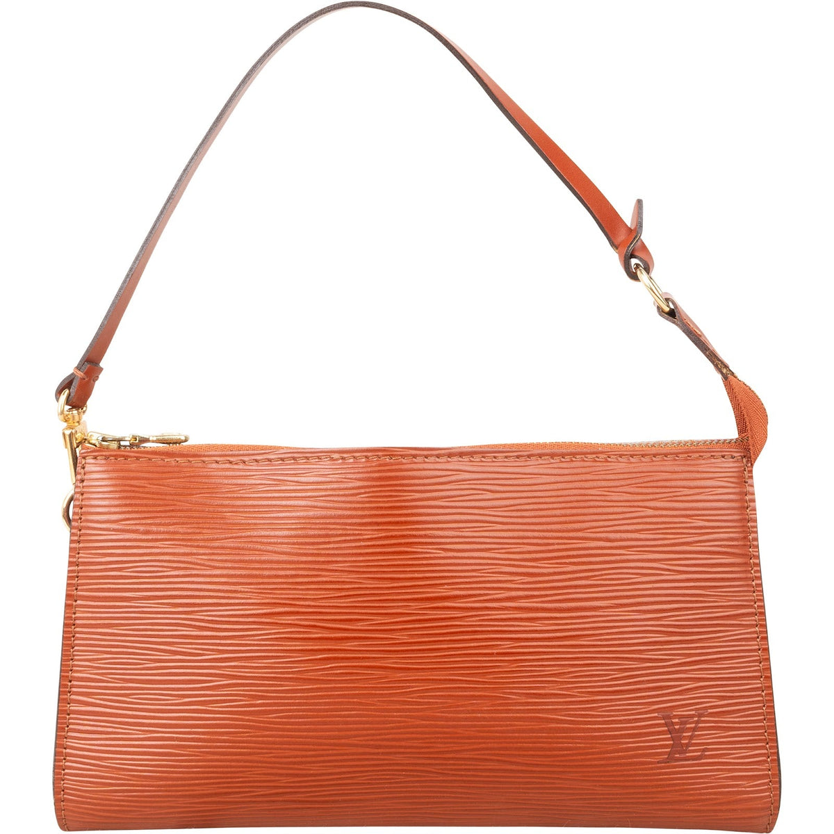 Louis Vuitton Cognac Epi Leren Pochette Accessoires Handtas