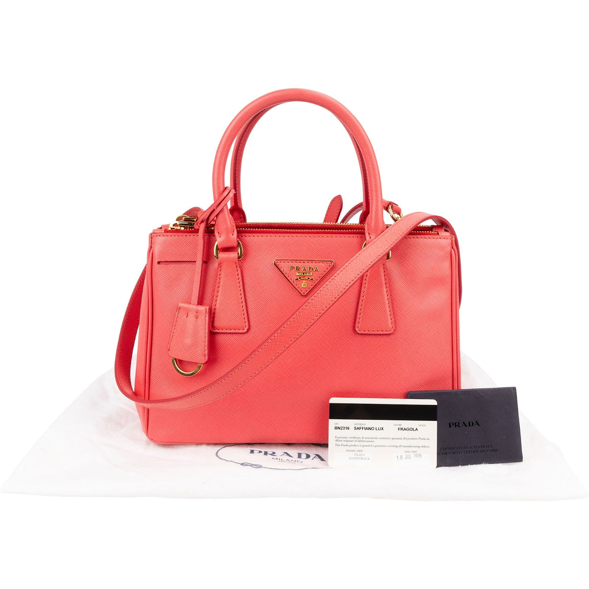 Bolso pequeño Galleria de Prada en piel Saffiano rosa