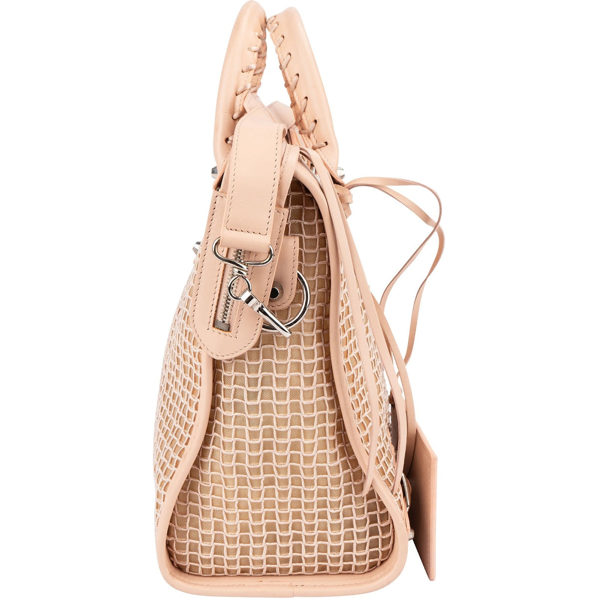 Balenciaga Stitched Checked Mesh Rosa City Handtasche, Bild 4 von 12