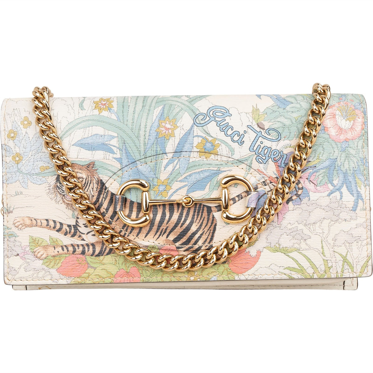 Gucci Tiger Print Horsebit 1955 Chain Wallet on Chain crossbodytas