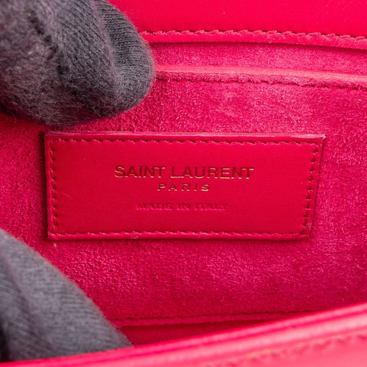 Saint Laurent Solferino Small aus rosa Box-Kalbsleder – Ansicht 10