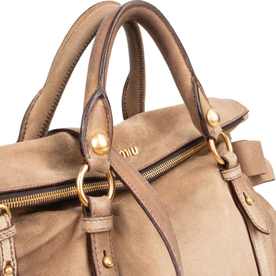 Miu Miu Brown Suede Bow Satchel Handbag