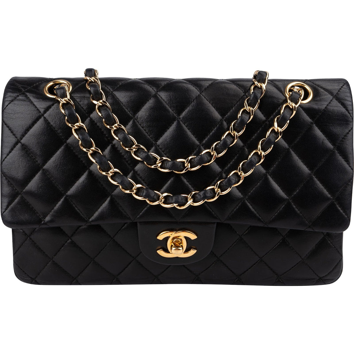 Chanel Medium Double Flap aus gestepptem Lammleder – Vorderansicht