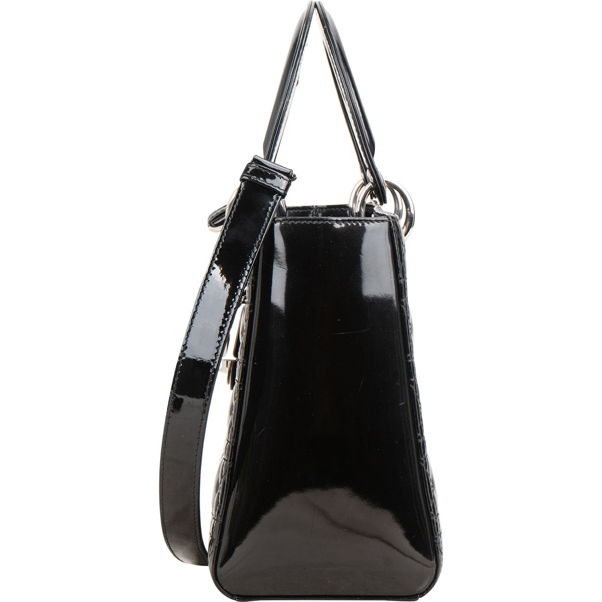 Cristian Dior Quilted Patent Cannage Lady Dior Handbag