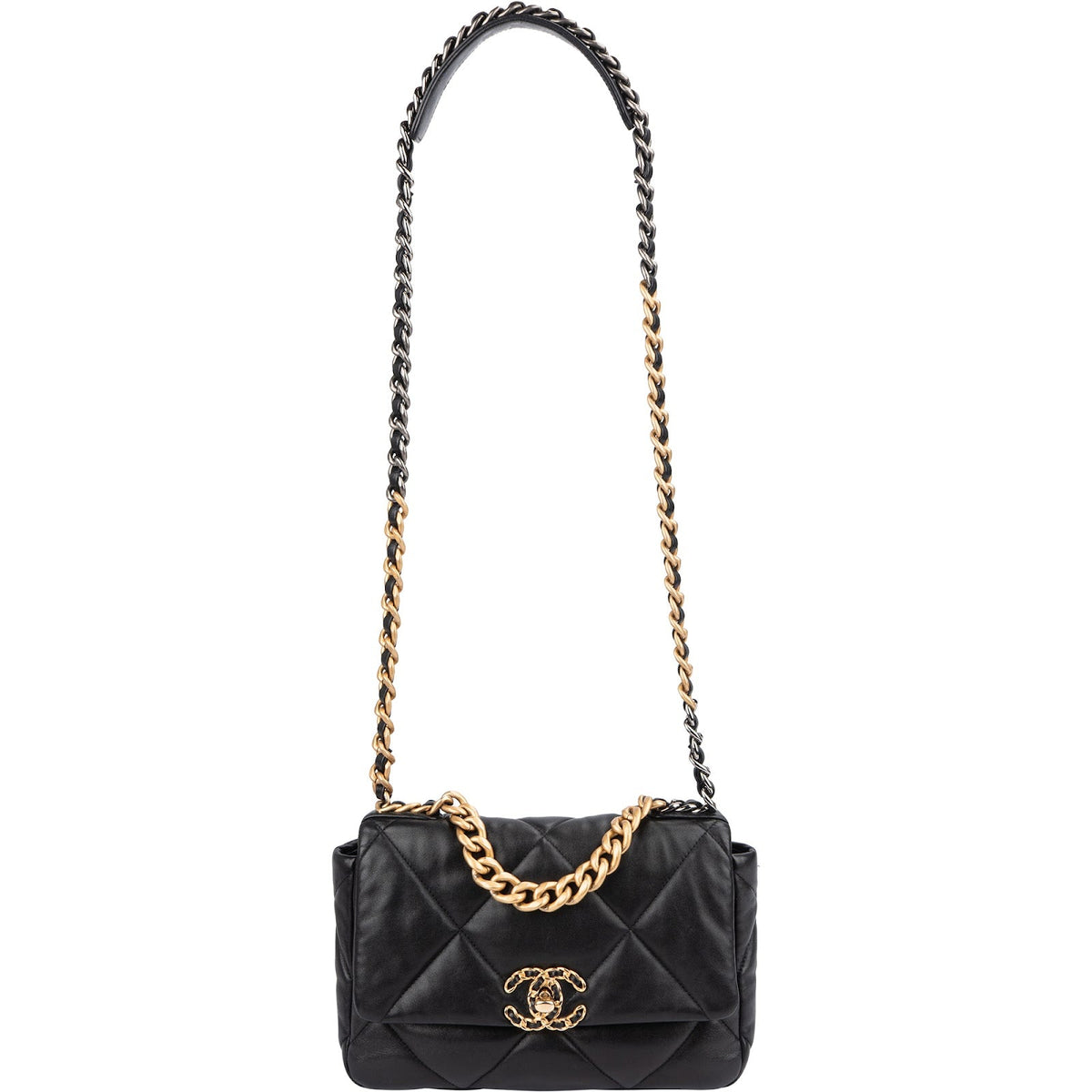 Borsa a tracolla Chanel 19 Medium Single Flap in pelle di agnello trapuntata