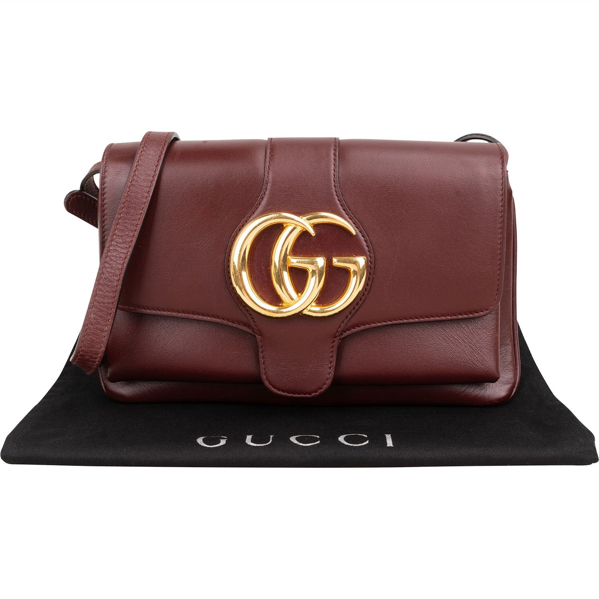 Bolso bandolera Gucci GG Arli pequeño en piel burdeos