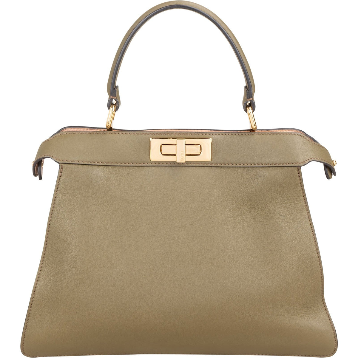 Fendi Medium Peekaboo aus olivgrünem Leder – Vorderansicht