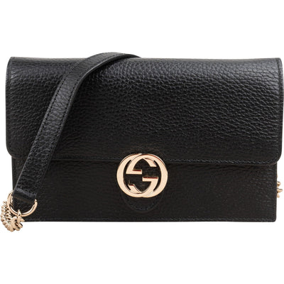 Sac bandoulière Gucci à chaîne en cuir grainé avec logo GG entrelacé