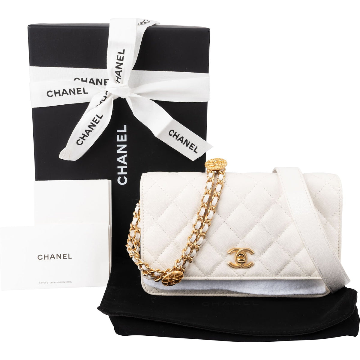 Borsa a tracolla Chanel Wallet On Chain in pelle Caviar trapuntata