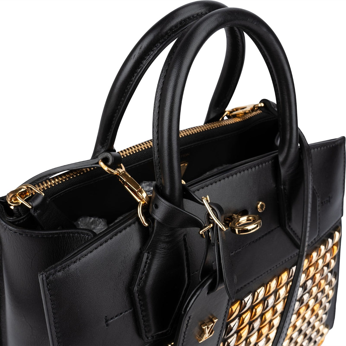 Louis Vuitton Zwarte Leren City Steamer PM Handtas met Studs