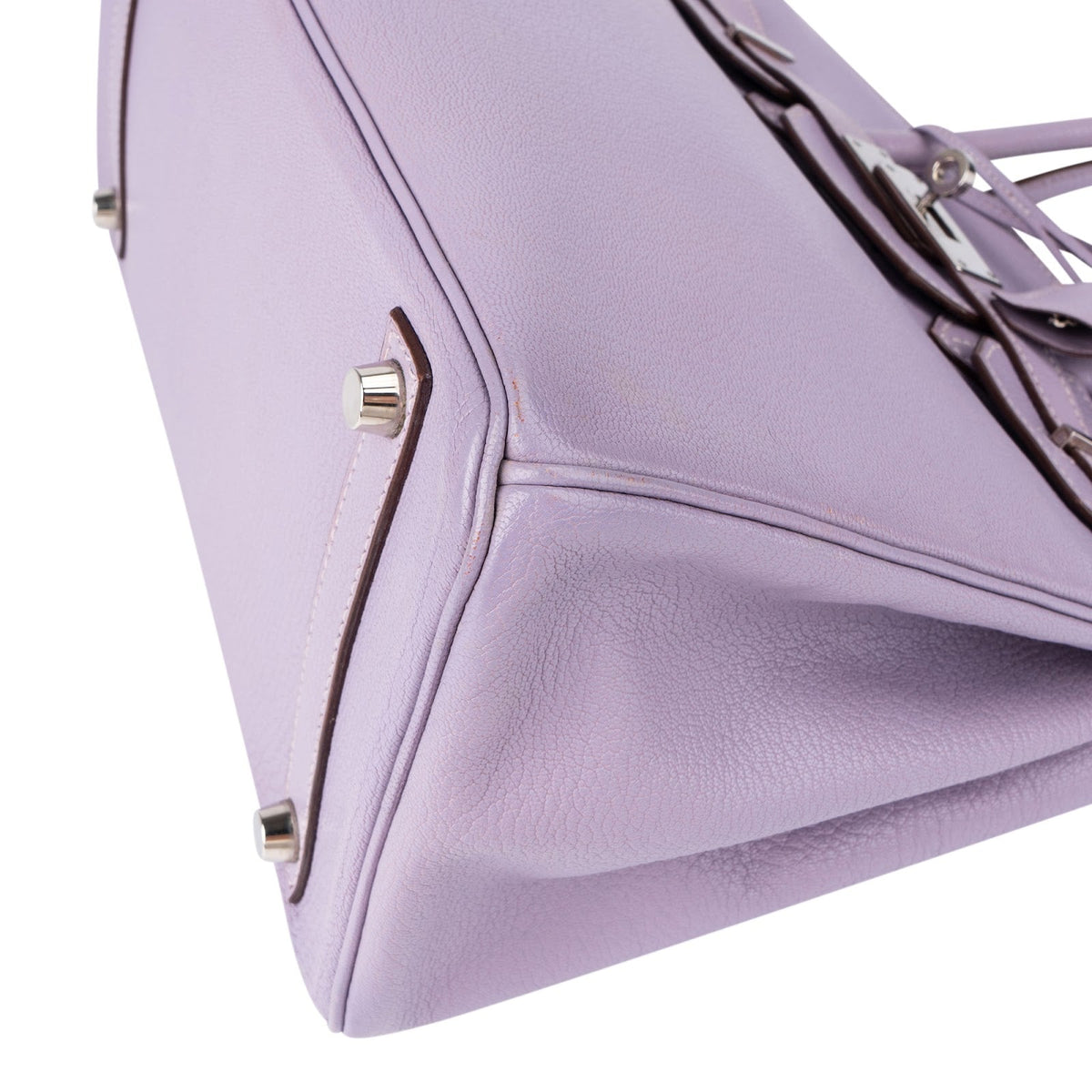 Bolso Birkin 30 de Hermès en piel de cabra Mysore color lila con herrajes de paladio